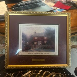 1999 Thomas Kinkade Pye Corner Cottage Print Frame COA Limited Edition 20" X 14"